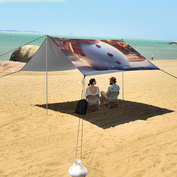 ALAZA Cute Christmas Snowman Beach Tent Sun Shelter Portable Canopy Sunshade for Outdoor Camping Picnics Backyard Fun 10x9 ft