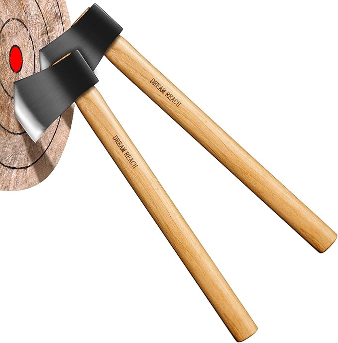 Dream Reach Throwing Axe Set - 2 PCS Professional Hatchets with Wooden Handle 20.5 Hand Forged Throwing Game Axes for Backyard Competition