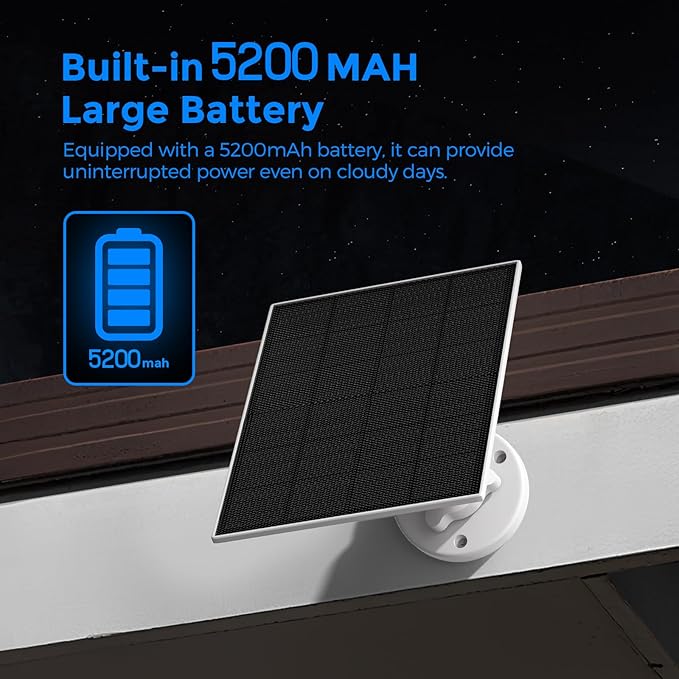 4W Solar Panel for Ring Doorbell Built-in 5200mAh Battery Compatible with Ring Video Doorbell 3 3 Plus 4 &amp Battery Doorbell Plus - IP66 Waterproof 13.1ft Long Charging Cable