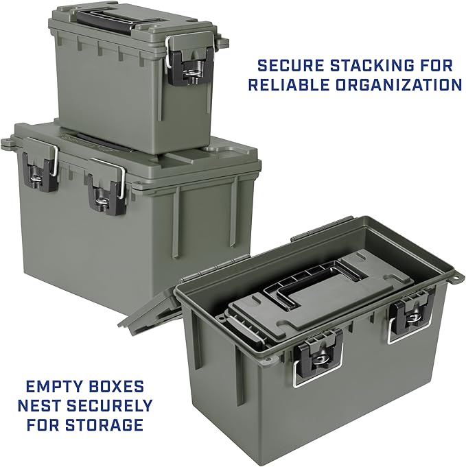 Sheffield 12713 Storage Bins With Lids 2-Pack Stackable Storage Bins Made in USA Lockable and Water-Resistant Containers with Lids Plastic Containers for Home Classroom and Dorm