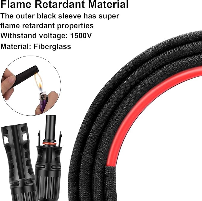 10FT 8AWG Solar Panel Extension Cable with Female and Male Connectors Solar Extension Cable with Spanners for Solar Panels Charge Controllers (10FT)