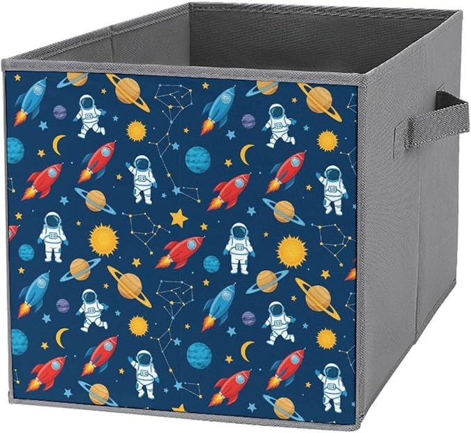 Convenient Closet Organizer Bins Outer Space Pattern Foldable Storage Cubes for Clothes Shoes Neat Storage Solution