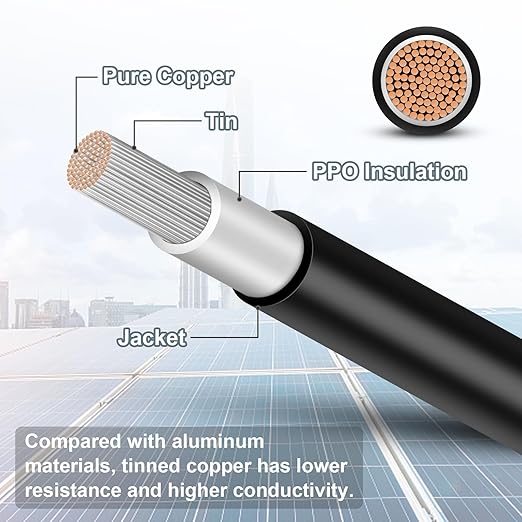 30FT 12AWG Solar Panel Extension Cable with Female and Male Connectors Solar Cable for Solar Panels Charge Controllers and Solar Generator (12AWG 30FT)