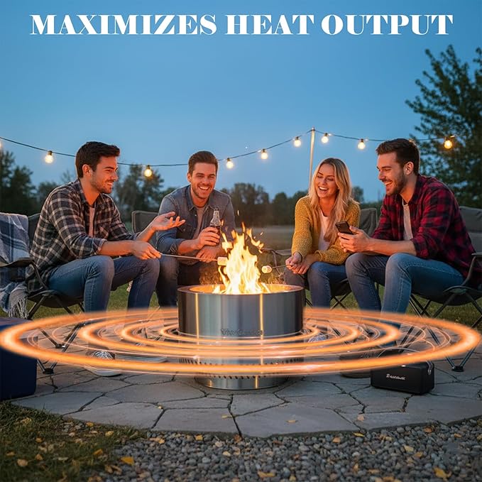 19.5 Inch Smokeless Fire Pit VivaGarden Outdoor Wood Burning Fire Pit with Carry Bag Stainless Steel Firepit for Camping Backyard Patio Bonfire &amp Garden Gatherings (Silver)