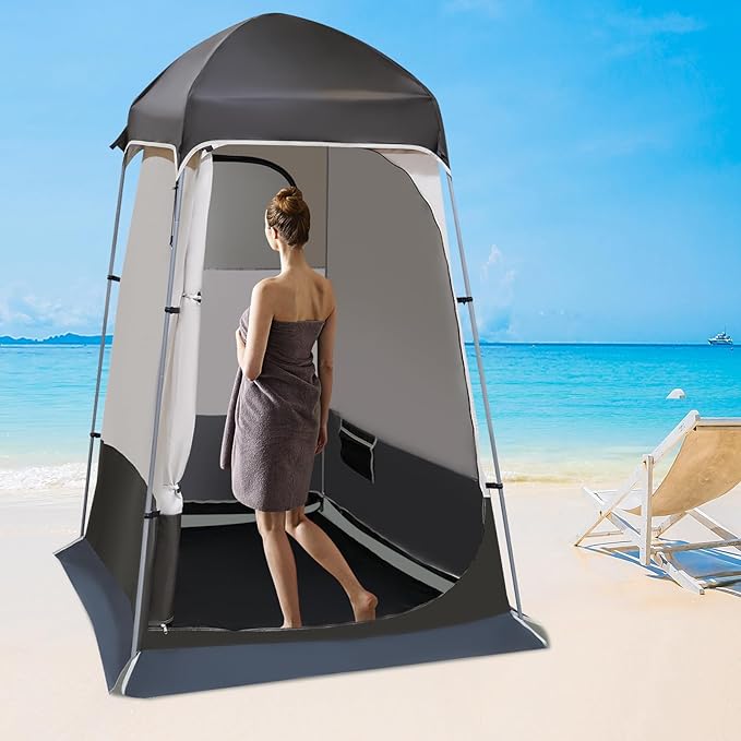 Camping Shower Tent Portable Shower Camping Toilet Removable Bottom with Carry Bag Outdoor Shower Tent Privacy Camping Shower for Camping Hiking Beach and Backyard Use(Coffee)