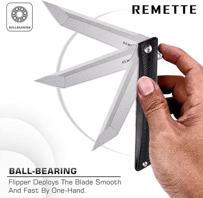 REMETTE Pocket Knife GD22K Flipper Open D2 Steel Tanto Folding knife with Durable G10 HandleMen Women Everyday Carry EDC KnifeSharp Camping Hiking Daily Work Knives