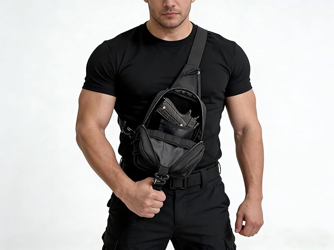 Wotony RFID Blocking Tactical Crossbody Bag for Men - Durable EDC Sling Shoulder Bag with Multi-Pocket Storage