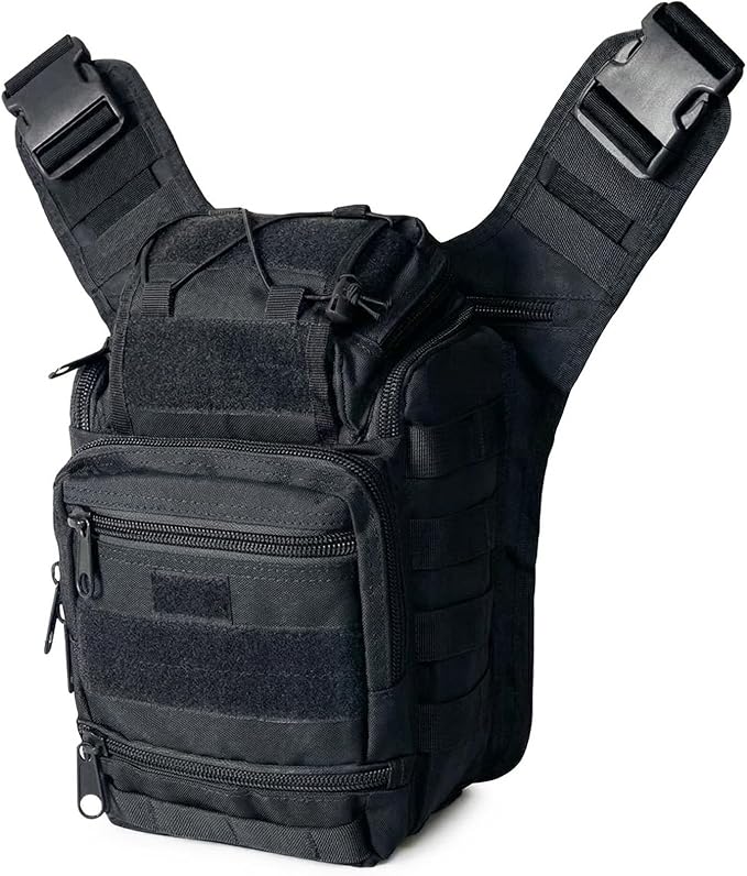 Tactical Backpack for MenMilitary Sport Bag Pack Sling Shoulder Backpack Tactical Crossbody Bag EDC Molle Assault Range Bag Chest Pack for Hiking Camping Outdoor - Black