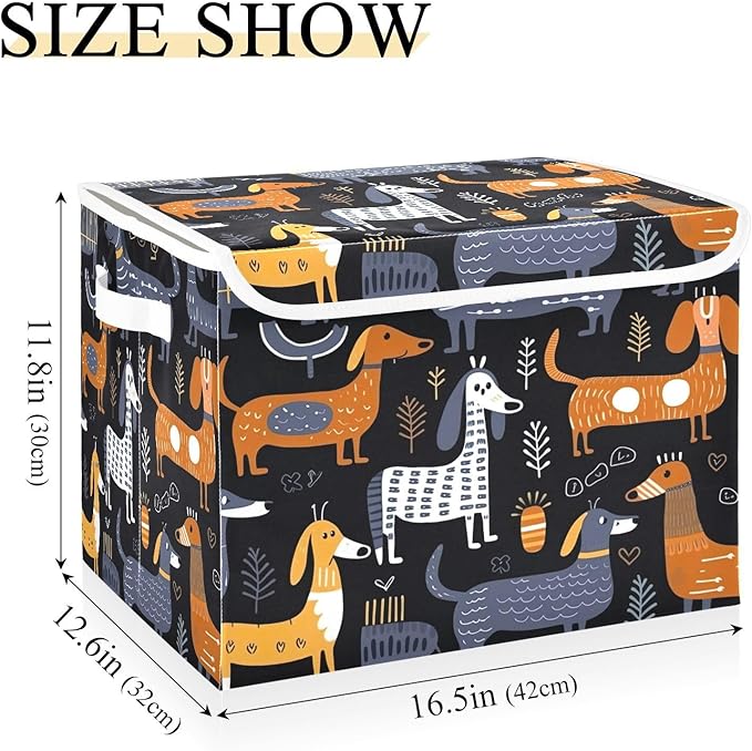 Dachshund Fabric Storage Bins with Lids and HandleFoldable Storage Bins with LidsCloset Organizers for Clothes Storage Room Organization Office Storage Chest Organizer