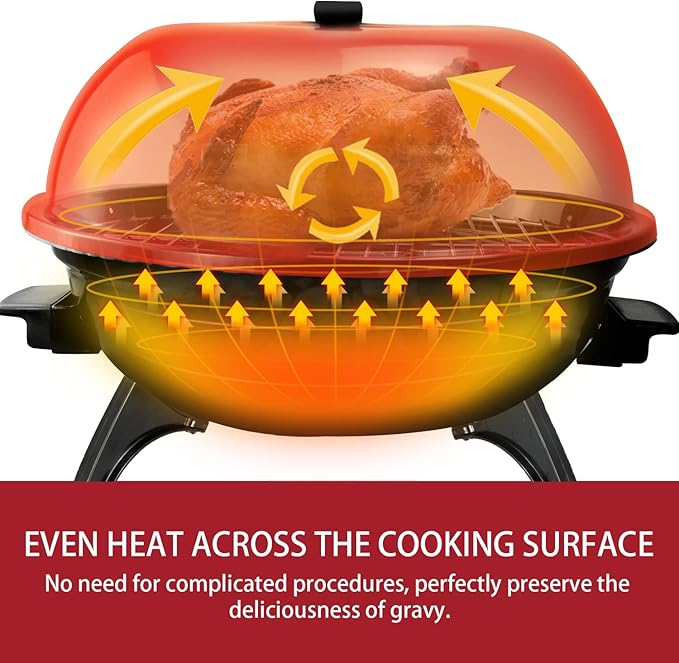 Electric BBQ Grill Techwood 15-Serving Indoor/Outdoor Electric Grill for Indoor &amp Outdoor Use Double Layer Design Portable Removable Stand Grill 1600W (Countertop BBQ Grill)