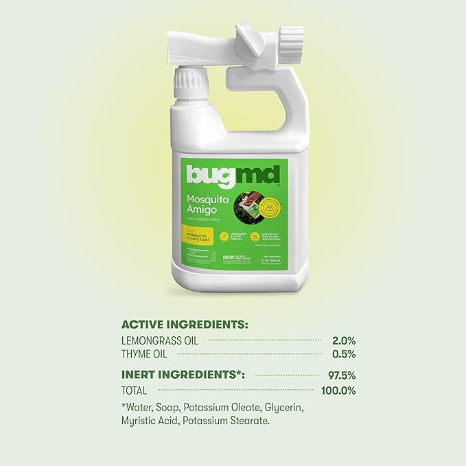 BugMD Mosquito Amigo Ant Killer &amp Bug Spray - Outdoor Roach Cockroach and Spider Killer Fly and Insect Defense Natural Plant-Based Formula Safe with Essential Oils