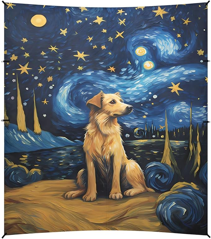 ALAZA Dog Starry Sky Art Beach Tent Sun Shelter UPF50+ Protection Beach Shade Canopy w/ 4 Sandbags for Outdoor Camping Fishing Backyard Fun Picnic 10x9 ft