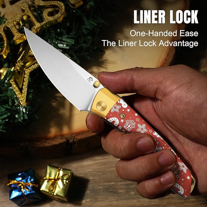 Kizer Mini Momo EDC Pocket Knife 3.2” Nitro-V Blade Pocket Folding Knife with Aluminum &amp Micarta Front Flipper EDC Knives with Pocket Clip for Men Women Christmas Gift V3663MC1