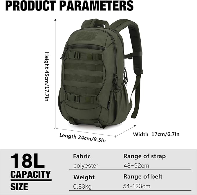 Mardingtop Tactical Molle Backpack for Men- 18L/28L EDC Hiking &amp Motorcycle Backpack