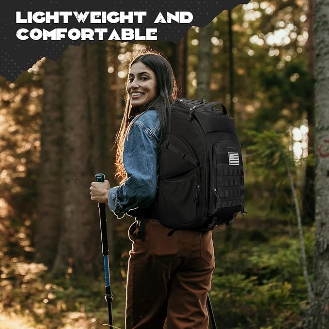 Maelstrom Tactical Backpack for Men Water Resistant 40L Military Backpack for Hiking Camping Gym with Molle System (Black)