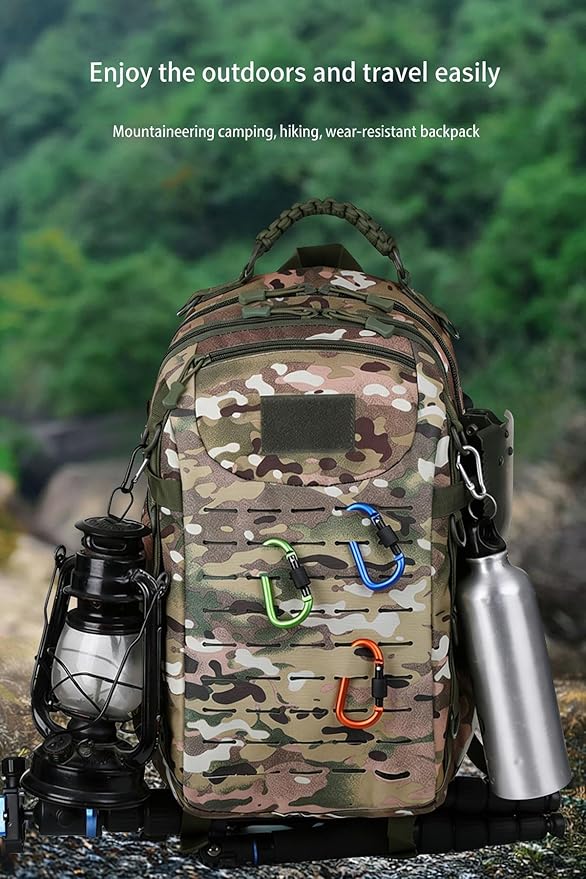 LINGYUE Tactical Backpack Bagpack Waterproof Hiking With USB Port 14 Laptop Compartment For Outdoor Camping Travel(G)