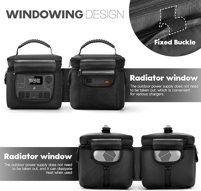 Carrying Case Compatible with ECOFLOW Portable Power Station River 2 Max 500 499Wh LiFePO4 Generator Protective Shoulder Storage Bag Cover with Pocket for Outdoor Travel Camping Charging