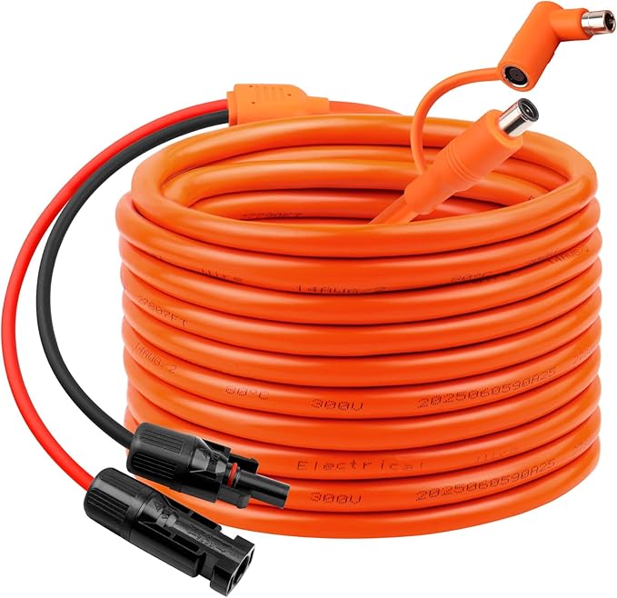 50FT Solar Panel Connectors to DC 8mm Adapter Cable 12AWG+14AWG Solar Cable Cord with DC8020/7909Compatible with Jackery AnkerGZ YetiBLUETT Portable Power StatioSolar Generator