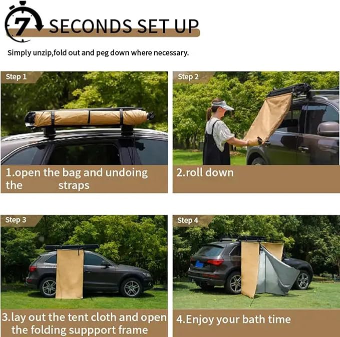 Quick Assembly Vehicle Mounted Shower Shelter Fast Setups Enclosure for Family Camping Adventures Vehicle Tent