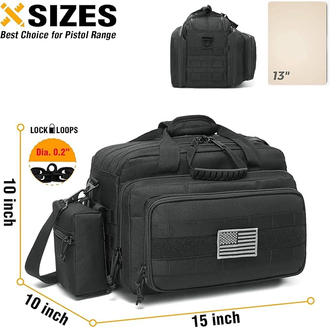 Tactical Range Bag Middle Size Large Shoulder Pack (Black)