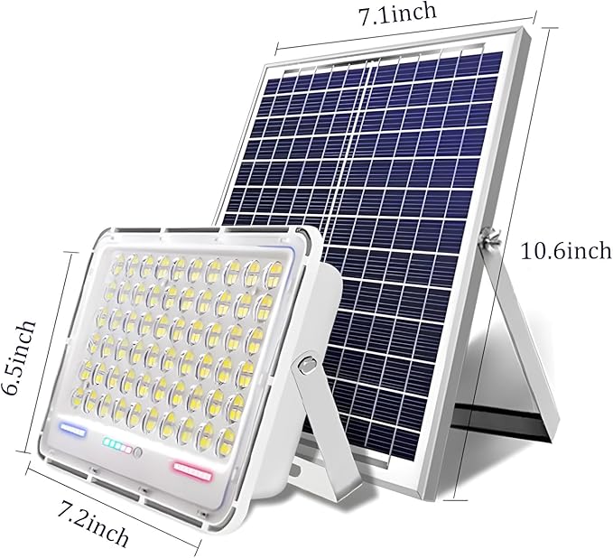 100W to 600W Pure White High Bright Solar Power Flood Light Outdoor Remote IP67 Waterproof Auto On/Off Wide Range Dusk to Dawn for Yard Gazebo Shed Barn Porch Patio Garage Garden (100W)