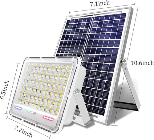 100W to 600W Pure White High Bright Solar Power Flood Light Outdoor Remote IP67 Waterproof Auto On/Off Wide Range Dusk to Dawn for Yard Gazebo Shed Barn Porch Patio Garage Garden (100W)