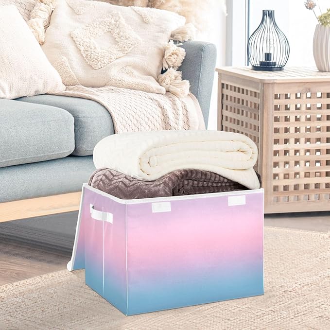 Gradients Storage Bin with Lid Stackable Box Storage Quart Storage Bin for Dorm Room Office Basket