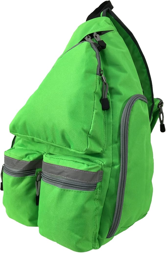 K-Cliffs Heavy Duty Sling Backpack Water-Resistant Laptop Bookbag Body Bag Bright Color Safety Reflective Stipe