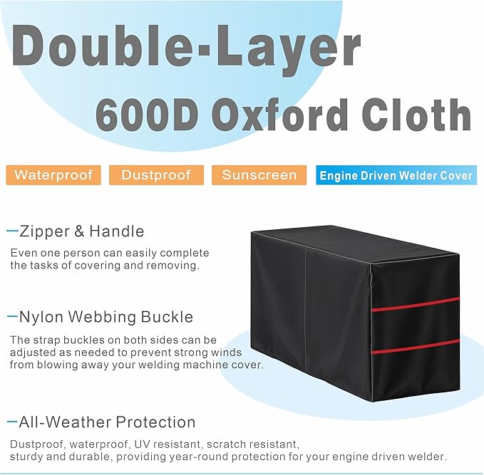Engine Driven Welder Cover fits Ranger (330/260) and Bobcat (230/265) Engine Welder Generator Heavy-Duty Thickened Waterproof &amp Dustproof - 40 L × 23 W × 30 H - Top Thickened Plush