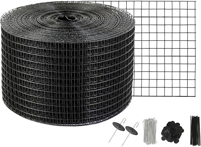VEVOR 8 inch x 100ft Solar Panel Bird Guard Critter Guard Roll Kit with 70pcs Durable Metal Fasteners Solar Panel Guard with Rust-Proof PVC Coating 1/2 inch Wire Roll Mesh
