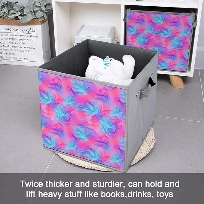 Foldable Storage Cube with Handles Purple Rainbow Bisexual Pride Flag Art 10.6 Inch Collapsible Fabric Bin for Books Clothes Toys Sturdy Organizer for Bedroom &amp Dorm