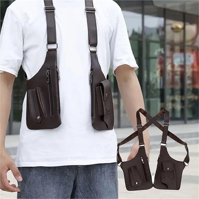 Secure 2pcs Medieval Leather Harness Holster Bag Hidden Anti-theft Wallet &amp Phone Pouch
