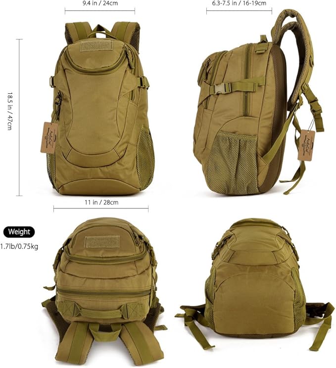 ArcEnCiel Motorcycle Tactical Backpack for Men - With Rain Cover &amp Patch Water Resistant for Hiking Commuting &amp Outdoor