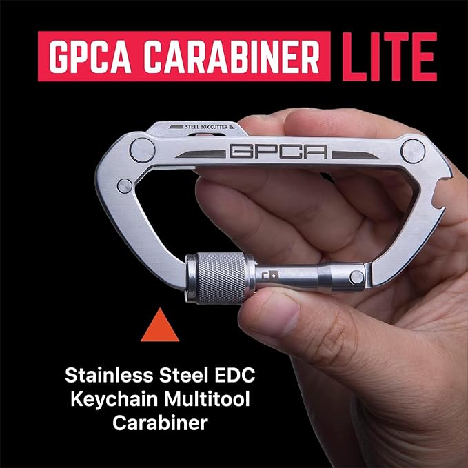 GPCA Carabiner Multitool - Carabiner Heavy Duty Key Clip for Keys Bottle Opener Screwdriver Box Cutter Ruler Keychain Clip Keychain Organizer EDC Gear for Camping &amp Hiking - Gifts for Men
