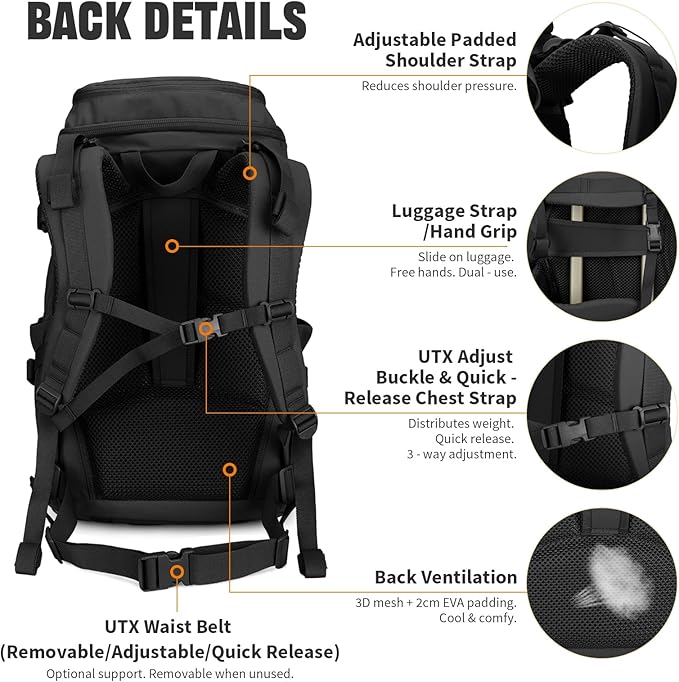 45L Tactical Backpack Military Molle Backpack with 17 Laptop Compartment Survival Large Hiking Travel Rucksack for Outdoors