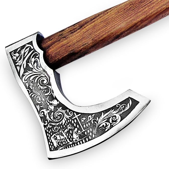 Custom Handmade Viking Hatchet Axe Carbon Steel Bearded Axe - Camping Axes - Tomahawk Battle Axe - Estwing Ax - Axe with Leather Sheath - Ideal Gift for Men Birthday for Him (9875)