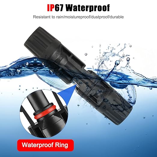 100PCS MC4 Soar Connectors Solar Panel Cable Connectors 1000V 30A IP67 Waterproof Male/Female Plug with Spanners Suitable for 14AWG-10AWG Solar Cables (50 Pairs)