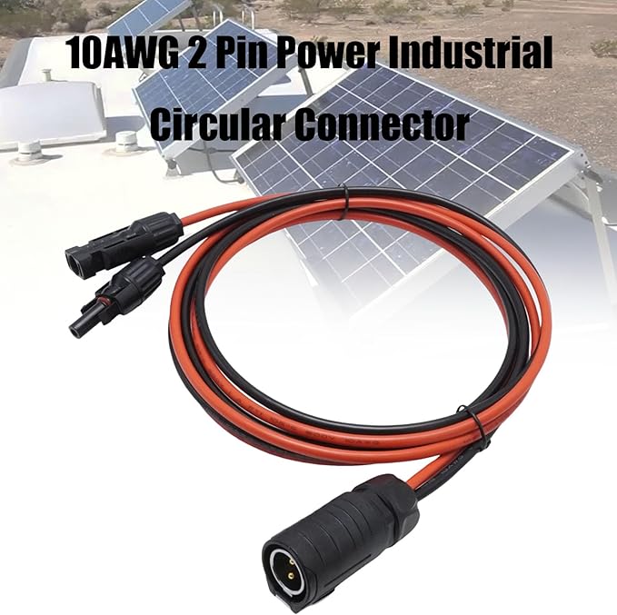 10AWG 2 Pin Power Industrial Circular Connector Replacement for Furrion Solar Plug Suitable for RV Solar Ports and Solar Panel Suitcases