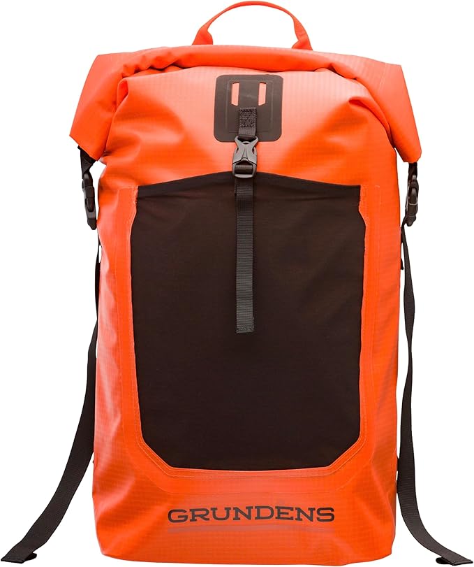 Grundéns Bootlegger Roll Top Backpack | Waterproof 30L Red Orange