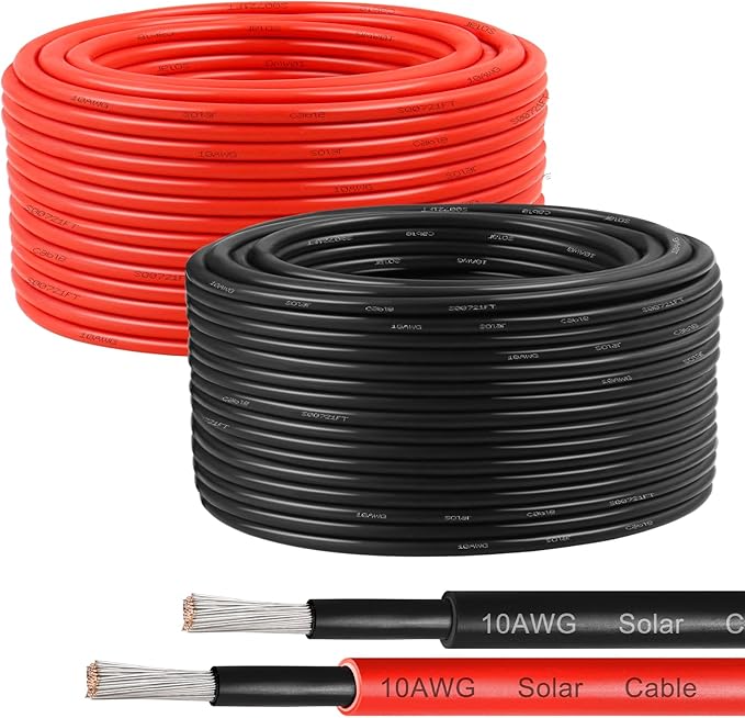 XRDS -RF 10AWG Solar Wire 6mm² 2 Pack 100FT Red &amp Black Solar Panel Cable 84 Strands Tinned Copper XLPE Insulated Outdoor Wire for PV Systems Inverter Battery RV Car Boat – Fire &amp UV R