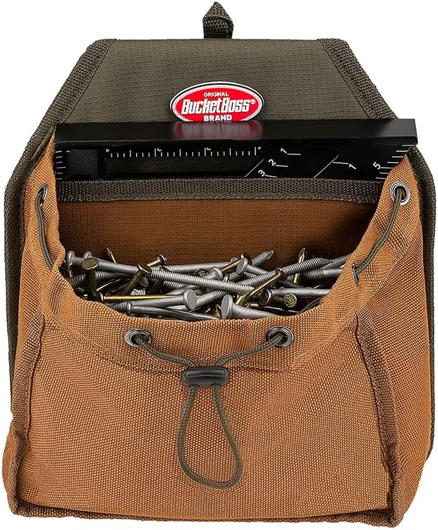Bucket Boss Parachute Pouch with Speed Square Pocket and Flap Fit in Brown 54135