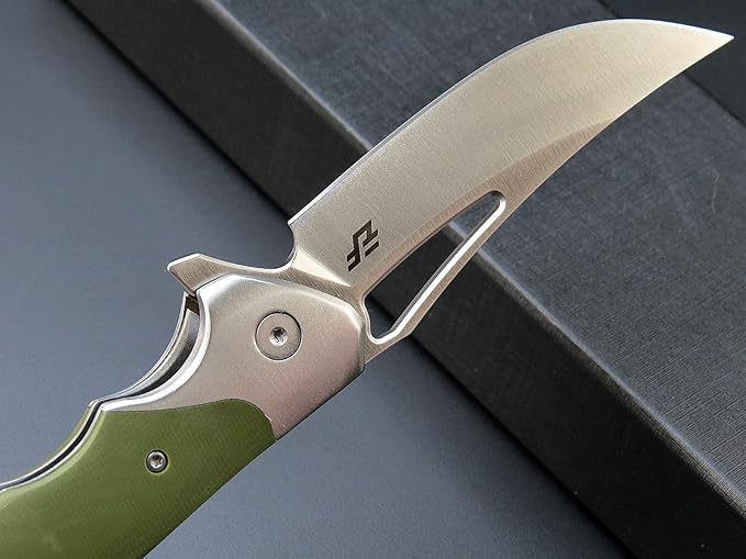 Eafengrow EF7 Folding Knife K110 Steel Blade G10&ampStainless Steel Handle EDC Tool Knives for Outdoor Working Camping Hiking(green)