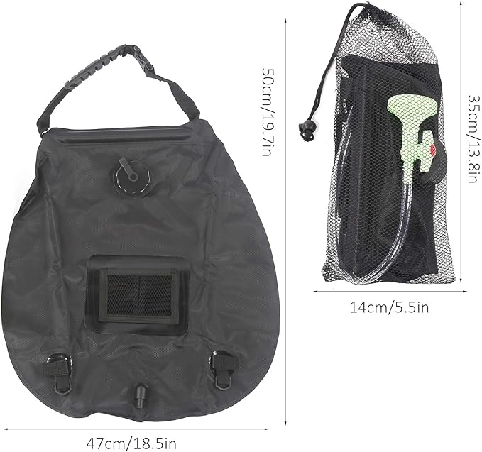 Solar Shower BagOutdoor 20L Solar Power Shower Bag Camping Portable Sun Heated Bath Bag with Shower Head