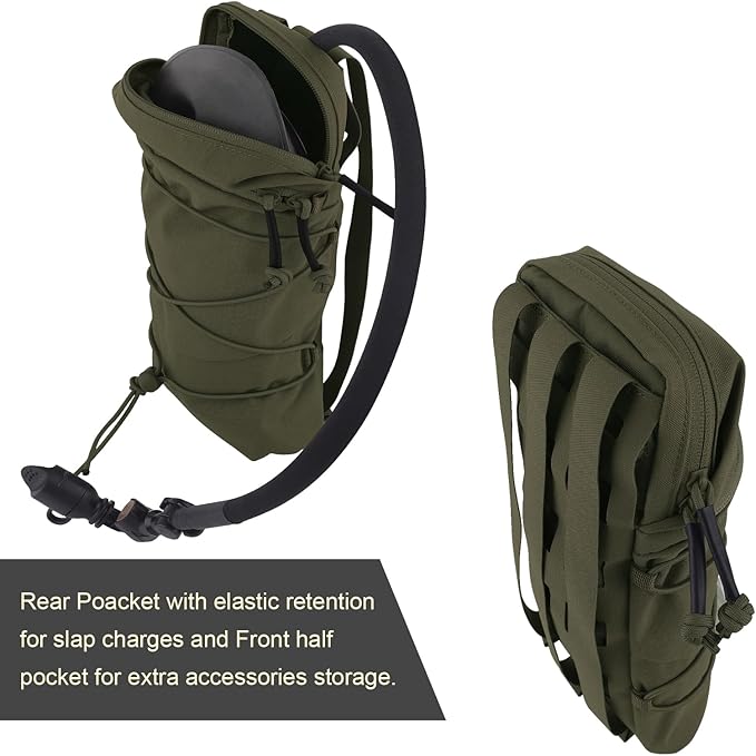 Tactical General Purpose Pocket 12x5 GP Pouch 1.5L Hydration Bag Carrier Backpack Organizer MOLLE + Belt