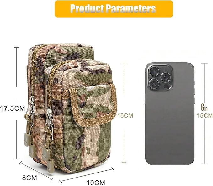 Small Molle Pouch Tactical Waterproof Cellphone Multipurpose Wallet Outdoor Sports EDC Gadget Slim Utility Waist Bag