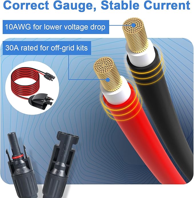 Solar Cable Entry Gland with 10ft 10AWG Solar Extension Cable Compatible with MC4 Weatherproof Roof Cable Entry Housing for RV Camper Van Boat Shed Garage