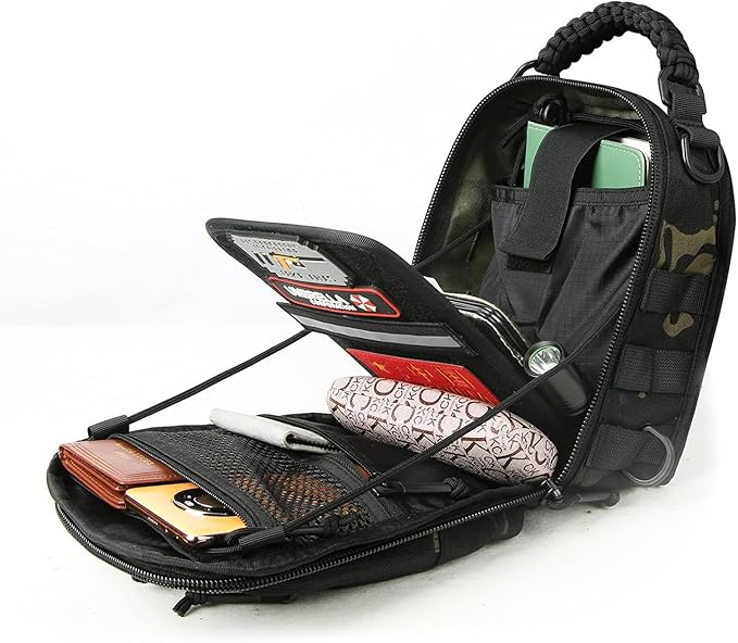 Tactical Hard-Shell Chest Pack men's multi-functional single-shoulder crossbody bag for outdoor cycling water-resistant (dark night)