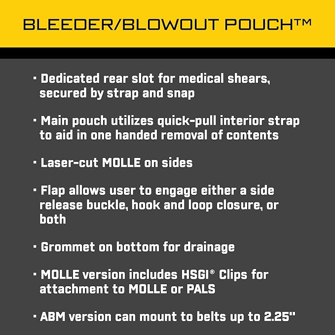High Speed Gear - Bleeder/Blowout Pouch Police Gear &amp Military Gear Medical MOLLE Pouch for Professionals