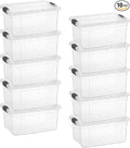 Superio Small Clear Storage Box with Lid 6.6 Quart Plastic Container Bins for Organizing Stackable Crates BPA Free Non Toxic Odor Free Organizers for Home Office School and Dorm 10 Pack