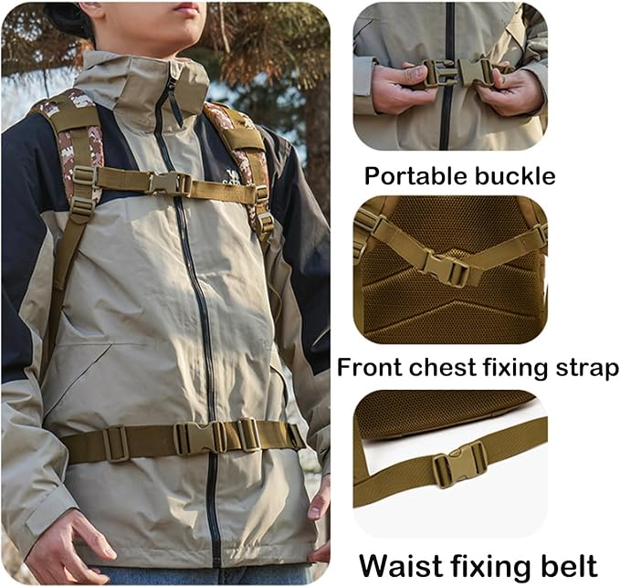 50l Tactical Backpack for Men's Camouflage Camping Mountaineering Travel Sports Large Capacity Multi-function Backpack (Green)